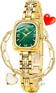 OLEVS Ladies Luxury Luxury Rose Gold Diamond Bling Watch Set Wrist Watch Necklace Bracelet
