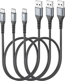 SUNGUY USB C Cable 1.5FT [3Pack] 3A USB to USB C Cable Fast Charging Data Transfer Braided Compatible with iPhone 17/16/15 Series, Samsung Galaxy S25 S24 Ultra, Note10/9, USB C Devices