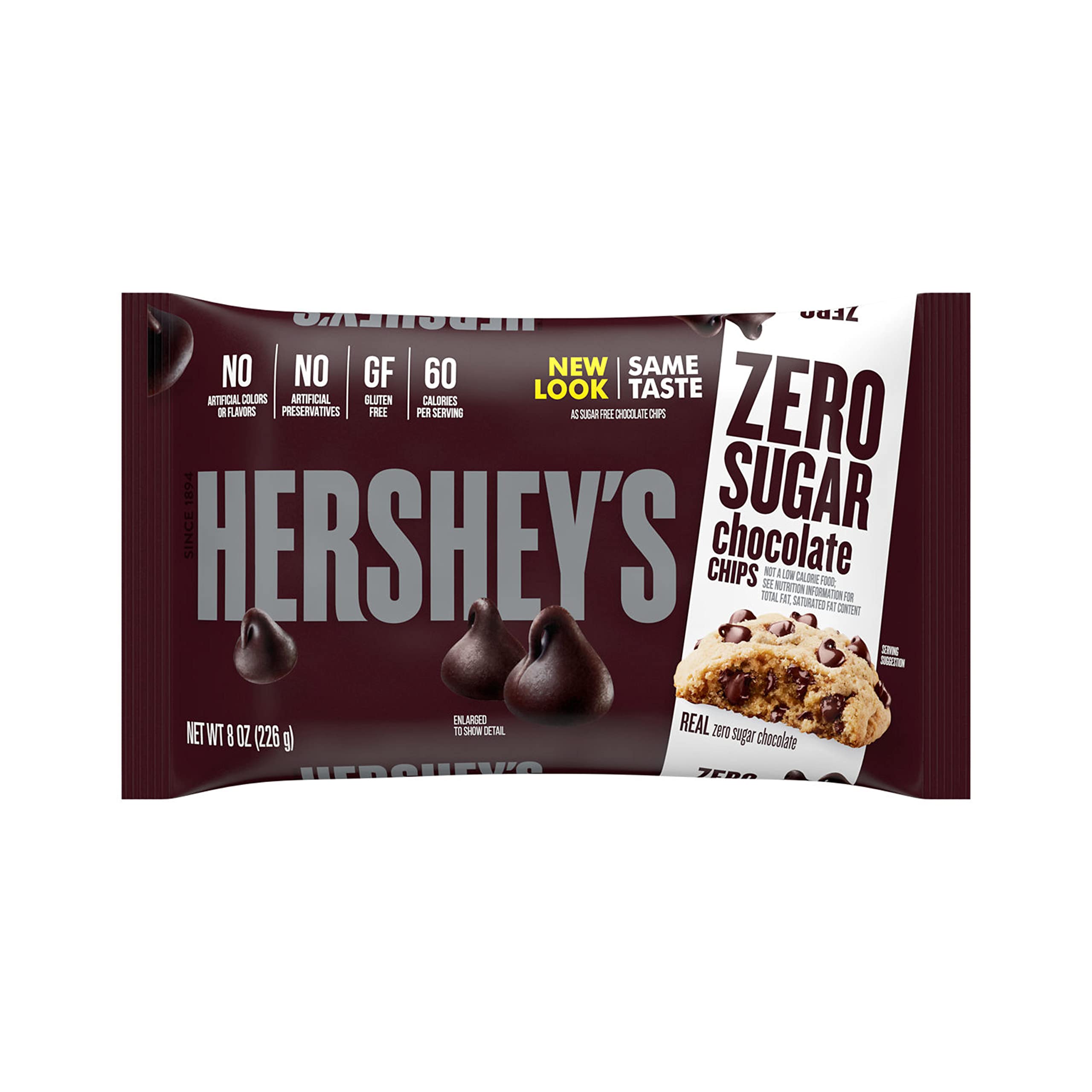 HERSHEY'S Kitchens Baking Chips, Sugar Free Chocolate Chips, Gluten Free, 8 Ounc