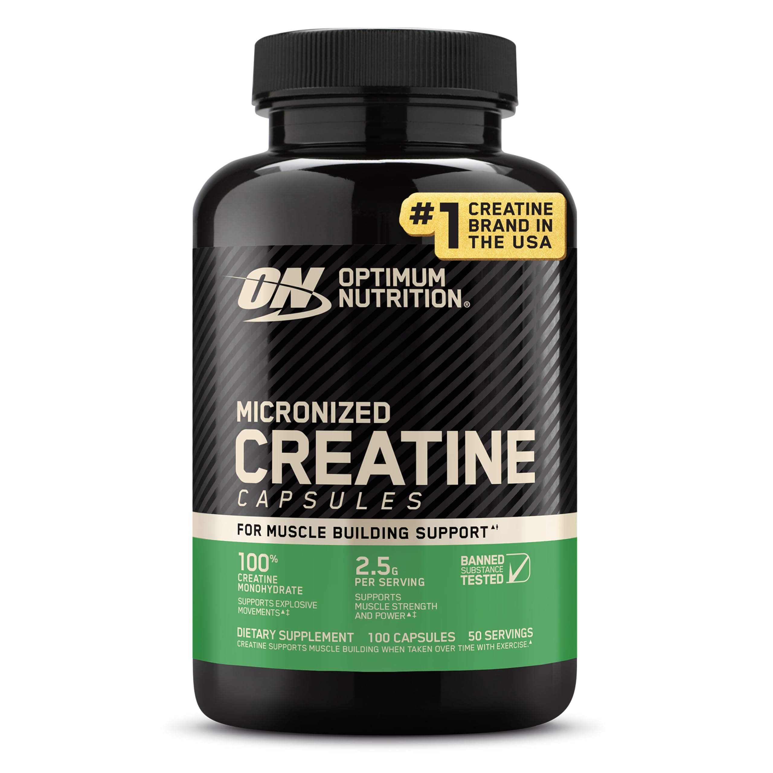 Optimum Nutrition Micronized Creatine Monohydrate Capsules, 100 Ct | Micronized 