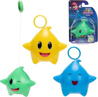 The Super Mario Galaxy Movie – Luma Star Yo-Yo 3-Pack Bundle - Assortment Includes Three Luma, Blue, Green, and Yellow - Each has a Glow-in-The-Dark Feature!