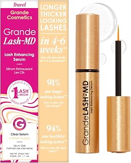 Grande Cosmetics GrandeLASH-MD Lash Enhancing Serum - Peptide &amp; Vitamin Infused Formula for Longer, Thicker, Fuller Looking Lashes - Ophthalmologist Tested, Cruelty-Free, 6 Week Supply (1mL)