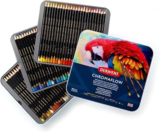 Derwent Chromaflow 2306014 Box of 72 Coloured Pencils, Soft Leads 0.3 cm, Easy to Fade, for Drawing & Coloring, Professional Quality