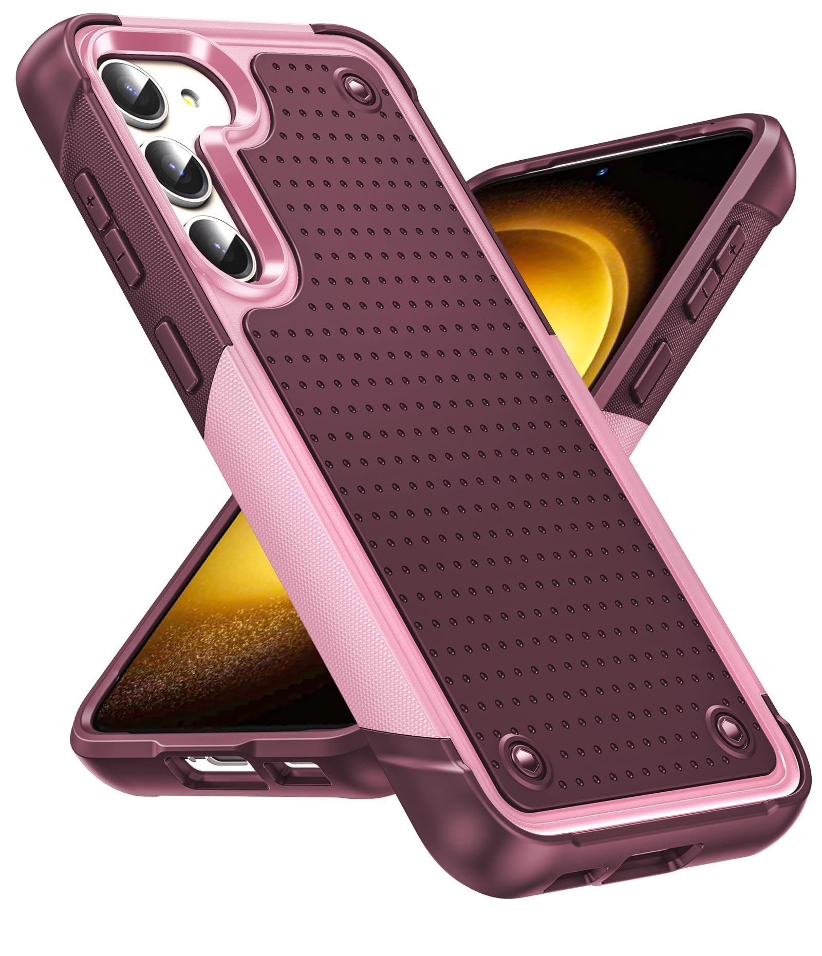 Compatible for Galaxy S24 Plus 5G Case: Dual Layer Shockproof Hard PC Textured B