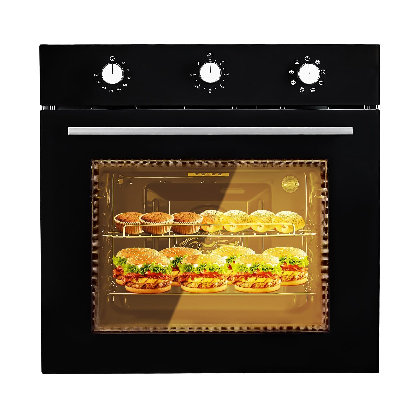 24" Single Wall Oven, 2.5 Cu.Ft Built-in Electric Single Wall Ovens with Mechani
