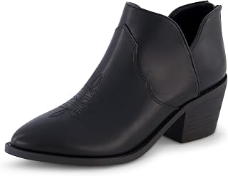 CUSHIONAIRE Rodeo Western Ankle Boots for Women + Memory Foam, Wide Widths Available, Black 39 EU