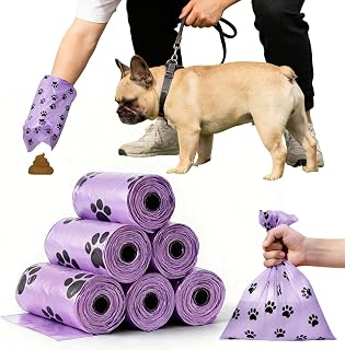 Dog Poop Bags (6 Rolls of 90 Bags) Leak-Proof Unscented Dog Poop Bags Compatible with Most Dispensers, 13 x 8.7 Inches, Purple