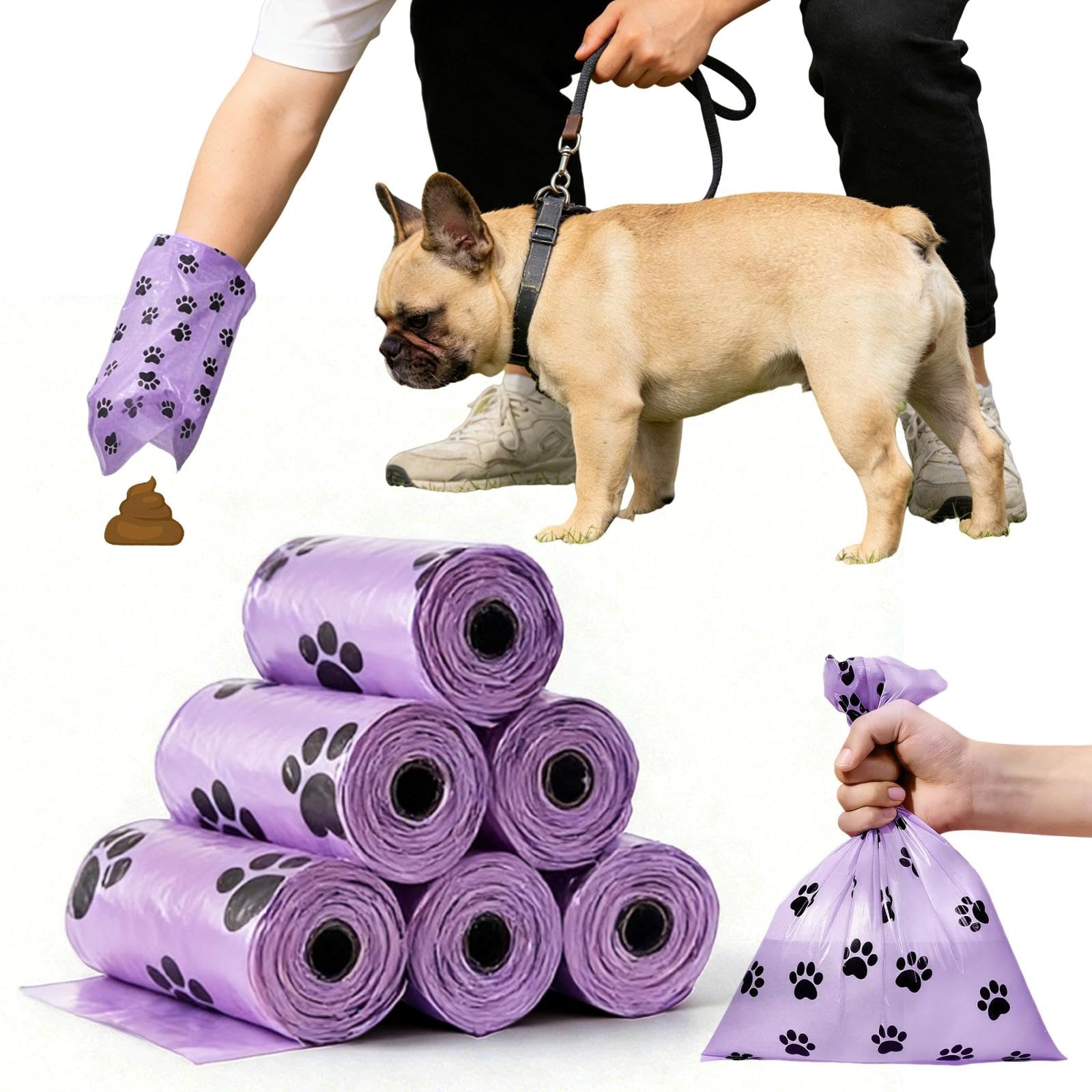 Dog Poop Bags (6 Rolls of 90 Bags) Leak-Proof Unscented Dog Poop Bags Compatible