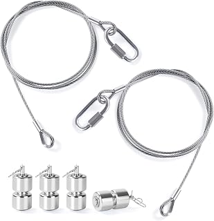 2Pcs Lift Cable Compatible with Gorilla Lift Trailer Gate Assist with EZ Spring Clips, with 4Pcs Aluminum Alloy Rollers Pins Washers, Fit for Open Utility Trailer Tailgate Ramp Lift Assist Kit