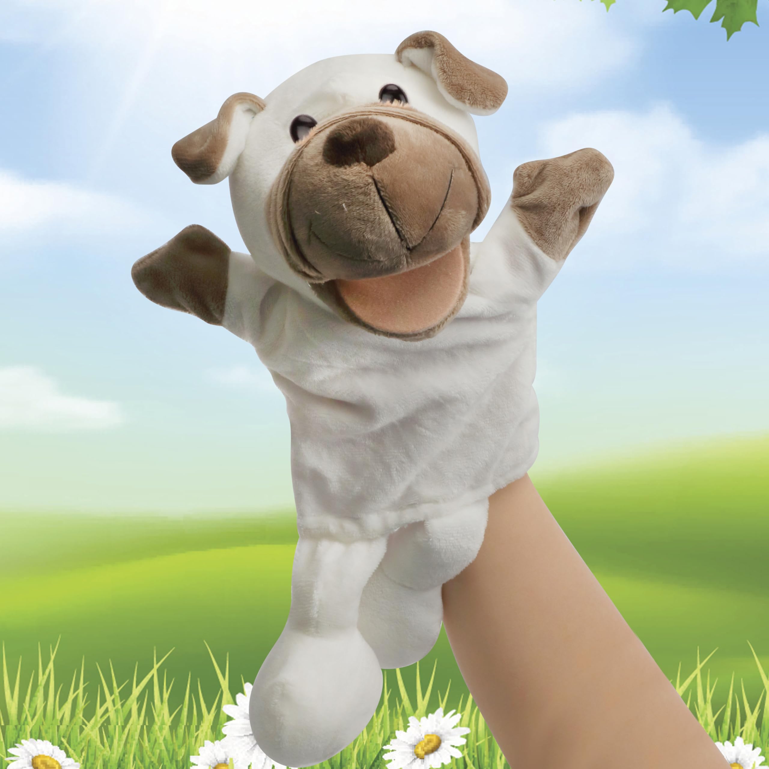 Easfan Puppy Hand Puppet with Movable Mouth Plush Dog Toy for Kids 12.5" | Inter