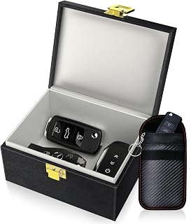 Samfolk Faraday Box with Faraday Bags for Car Keys, Car Key Signal Blocking Box, Keyless Entry Car Key Safe Protector Anti-Theft Shielding Cage (Small)
