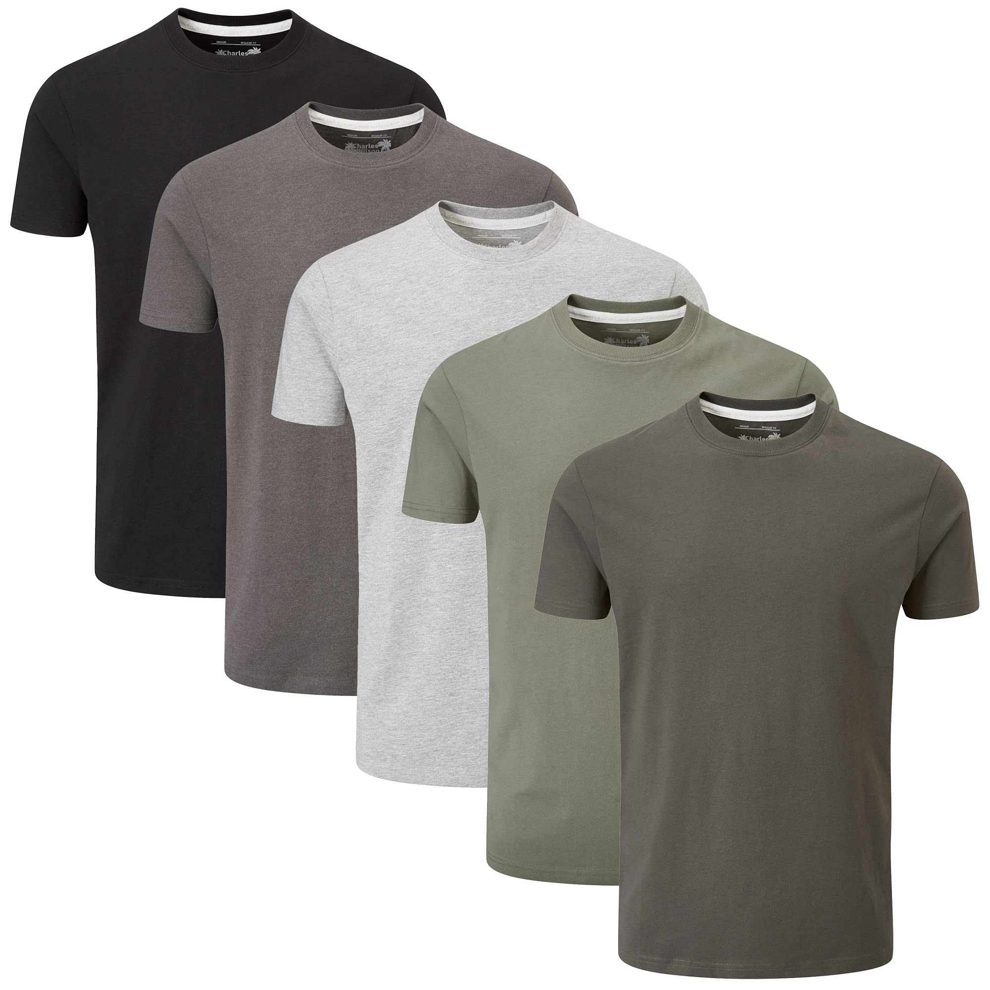 Charles Wilson Pack of 5 Plain Crew Neck T-Shirt