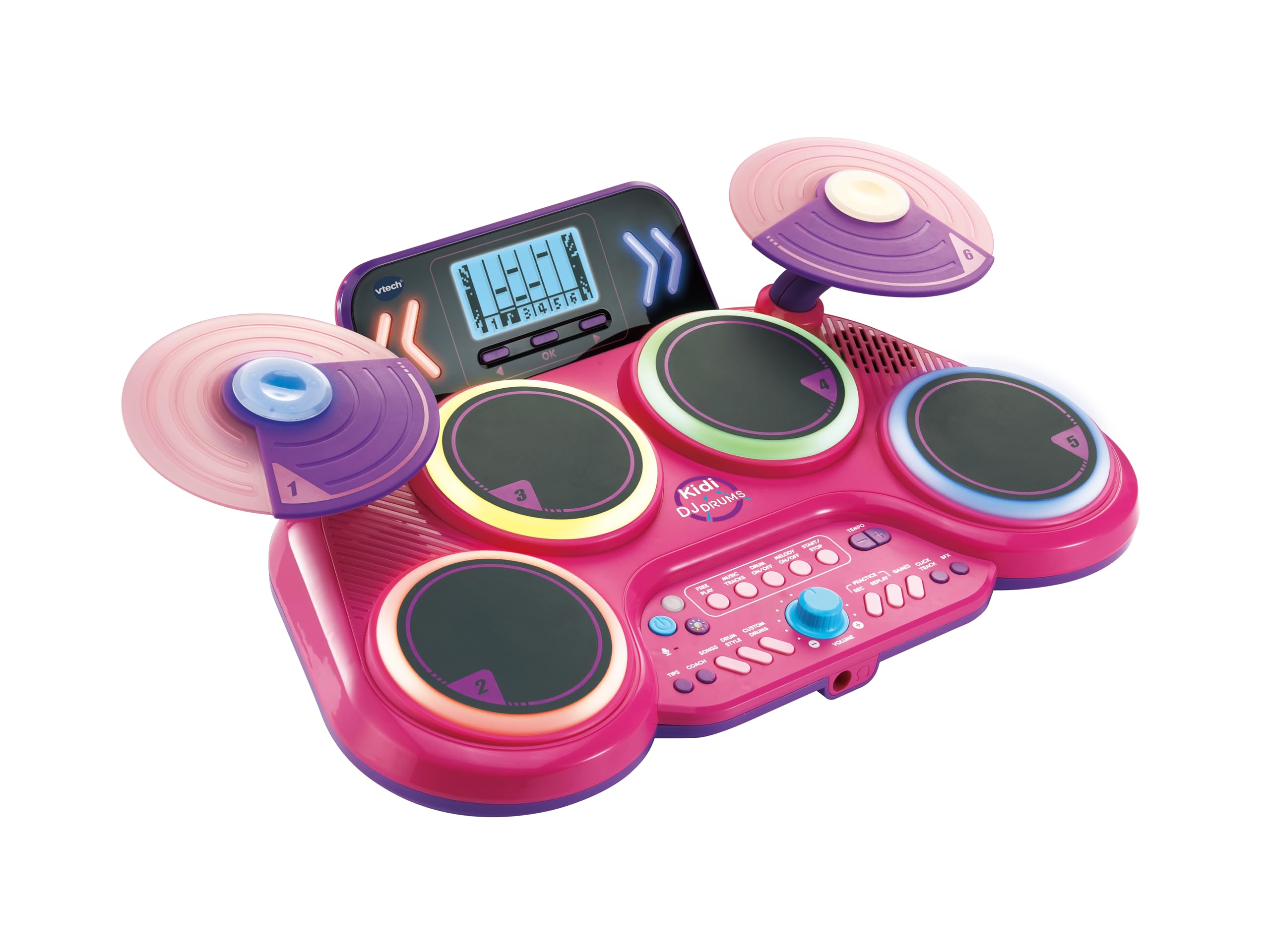 Vtech Kidi DJ Drums Pink, English | Light-up drum kit with Bluetooth, audio port