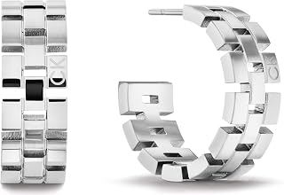 Calvin Klein Women's GEOMETRIC Collection C Shape Earrings in Stainless Steel - Available in Silver or Gold Version