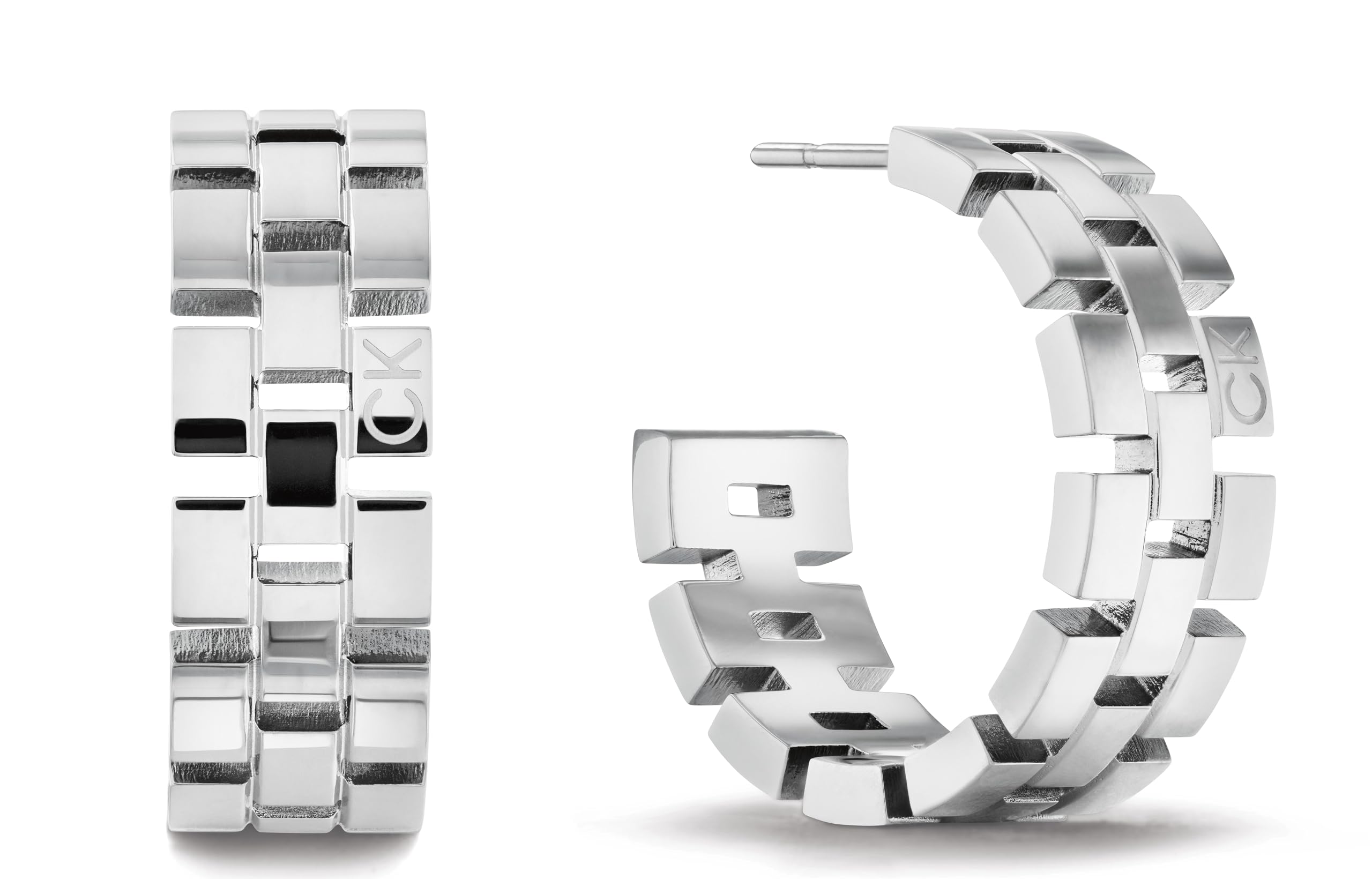 Calvin Klein Women's GEOMETRIC Collection C Shape Earrings in Stainless Steel - 