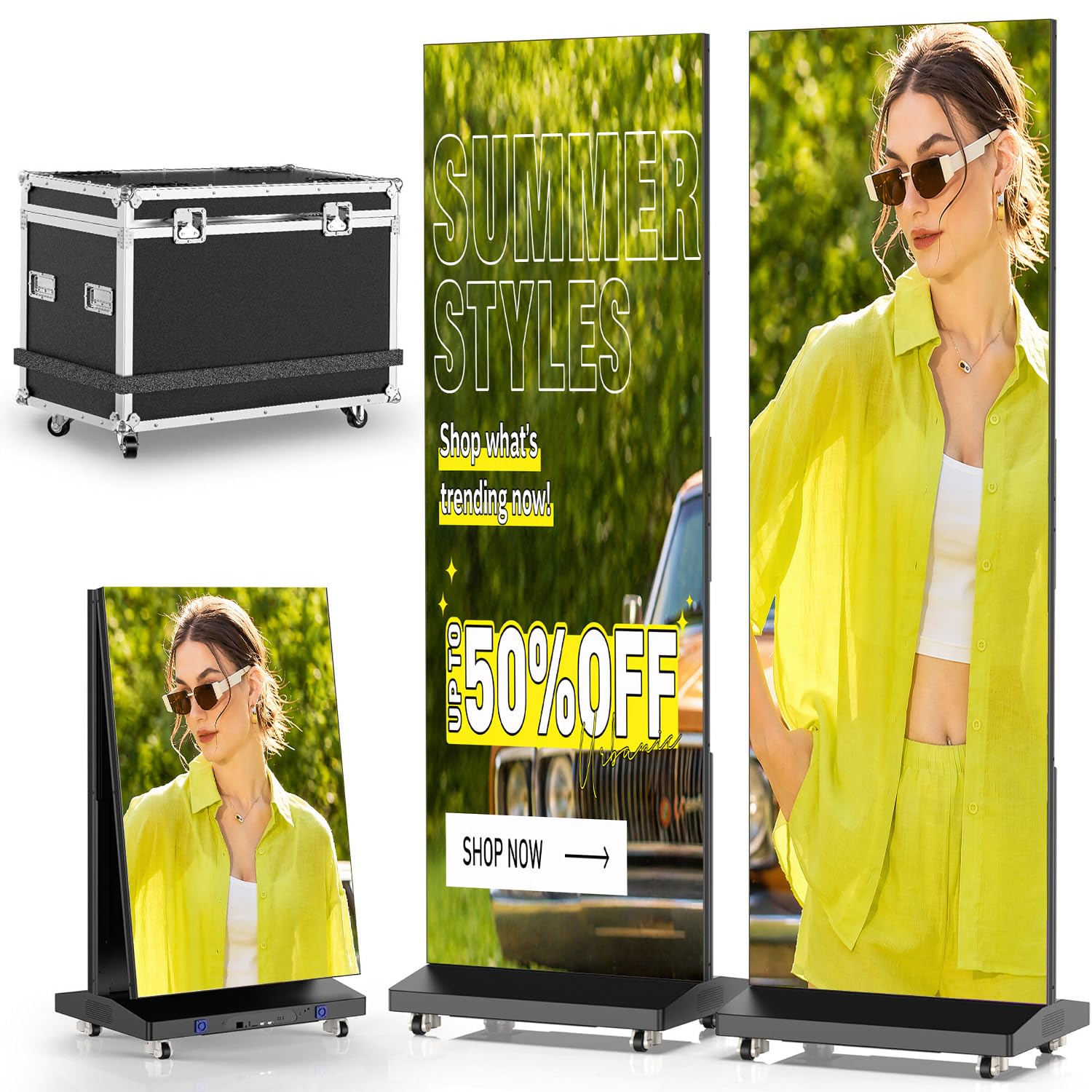 QIXZOCV MWE P1.86 LED Poster Screen with Flight Case, 80" LED Digital Signage Di
