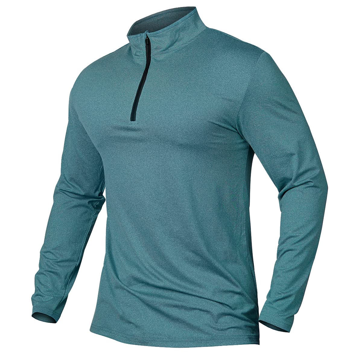 MANSDOUR Men's Quick-Dry Active Sports Shirts Quarter Zip Long Sleeve Running Pu
