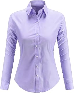 Womens Dress Shirts Oxford Cotton Cloth Button Down Ladies Office Blouse