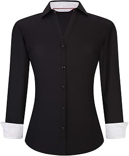 Alex Vando Women's Blouse Button Down Shirt Blouse Made of Bamboo Non-Iron Business Shirt Women's Long Sleeve Casual Work Shirt