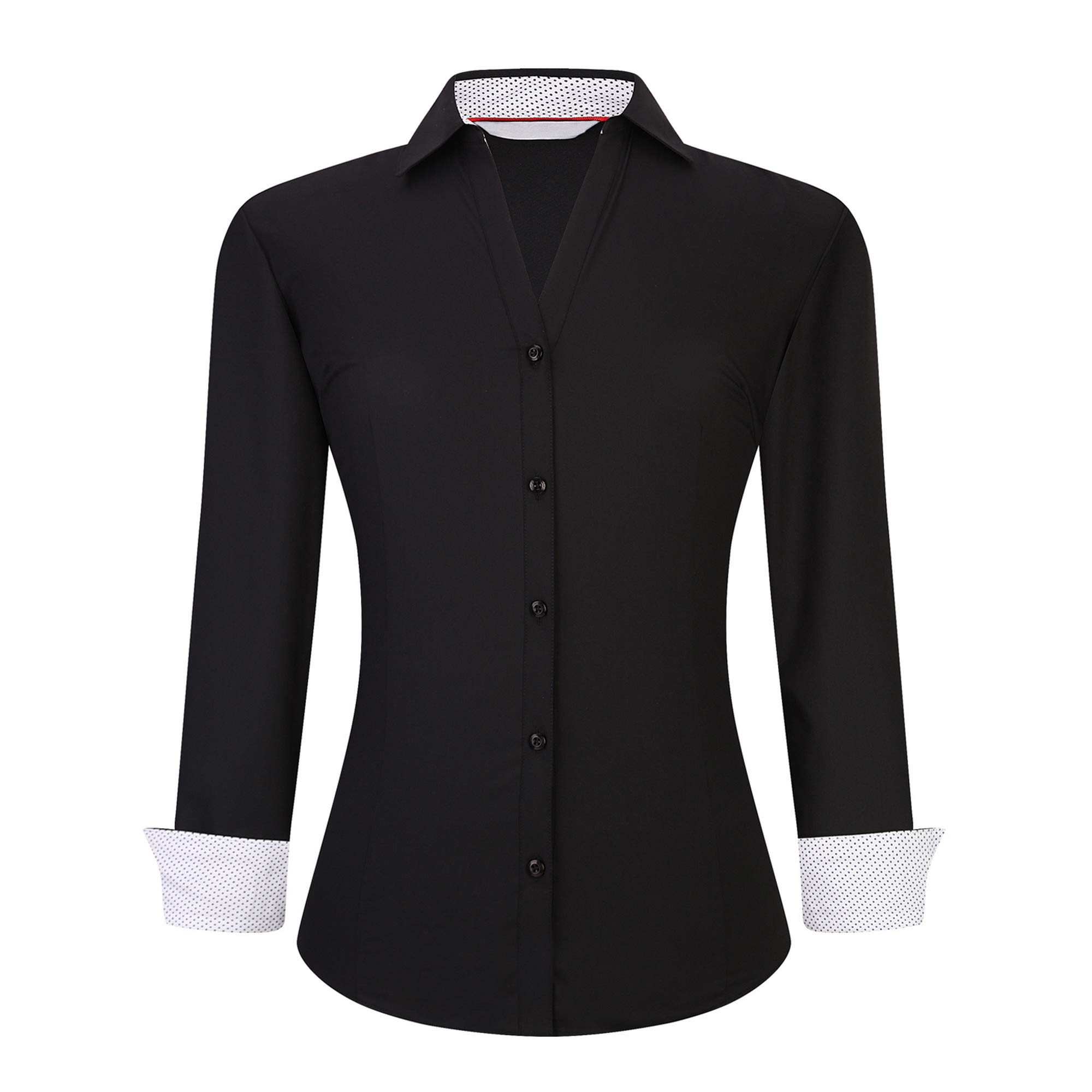 Alex Vando Women's Blouse Button Down Shirt Blouse Made of Bamboo Non-Iron Busin