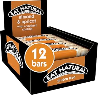 Eat Natural Fruit & Nut Bars, Almond & Apricot, 12x40g | Gluten Free, High Fibre Snacks, Breakfast & Lunchbox Treats, Bulk Multipack