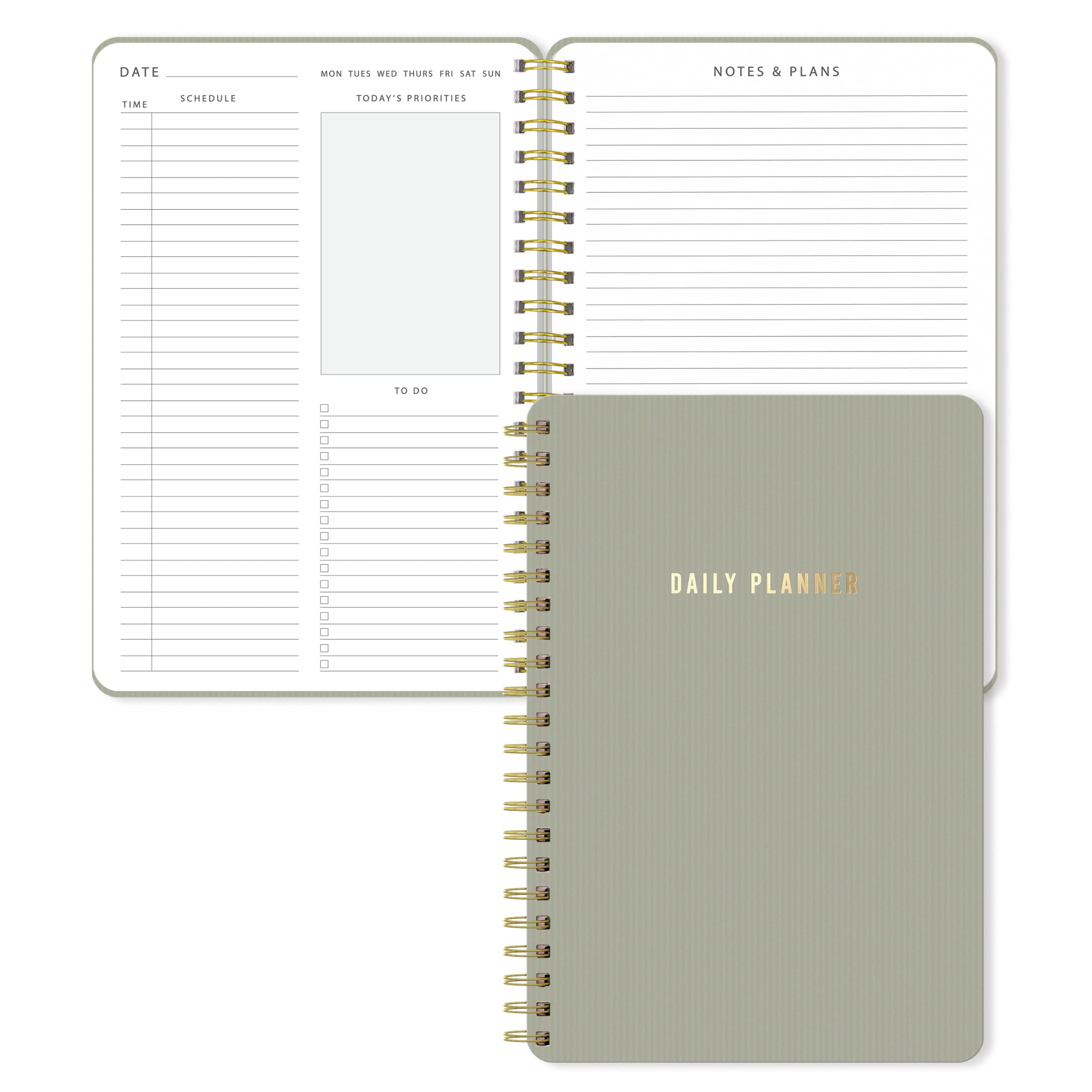 Sweetzer&Orange Daily Planner Notebook – Undated Two-Page Daily Layout with Hour