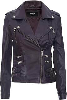 Infinity Leather Retro 100% Nappa Leather Biker Jacket For Women