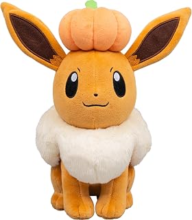 Pokemon Eevee Plush with Pumpkin - 8-Inch Eevee Plush with Unique Accessory