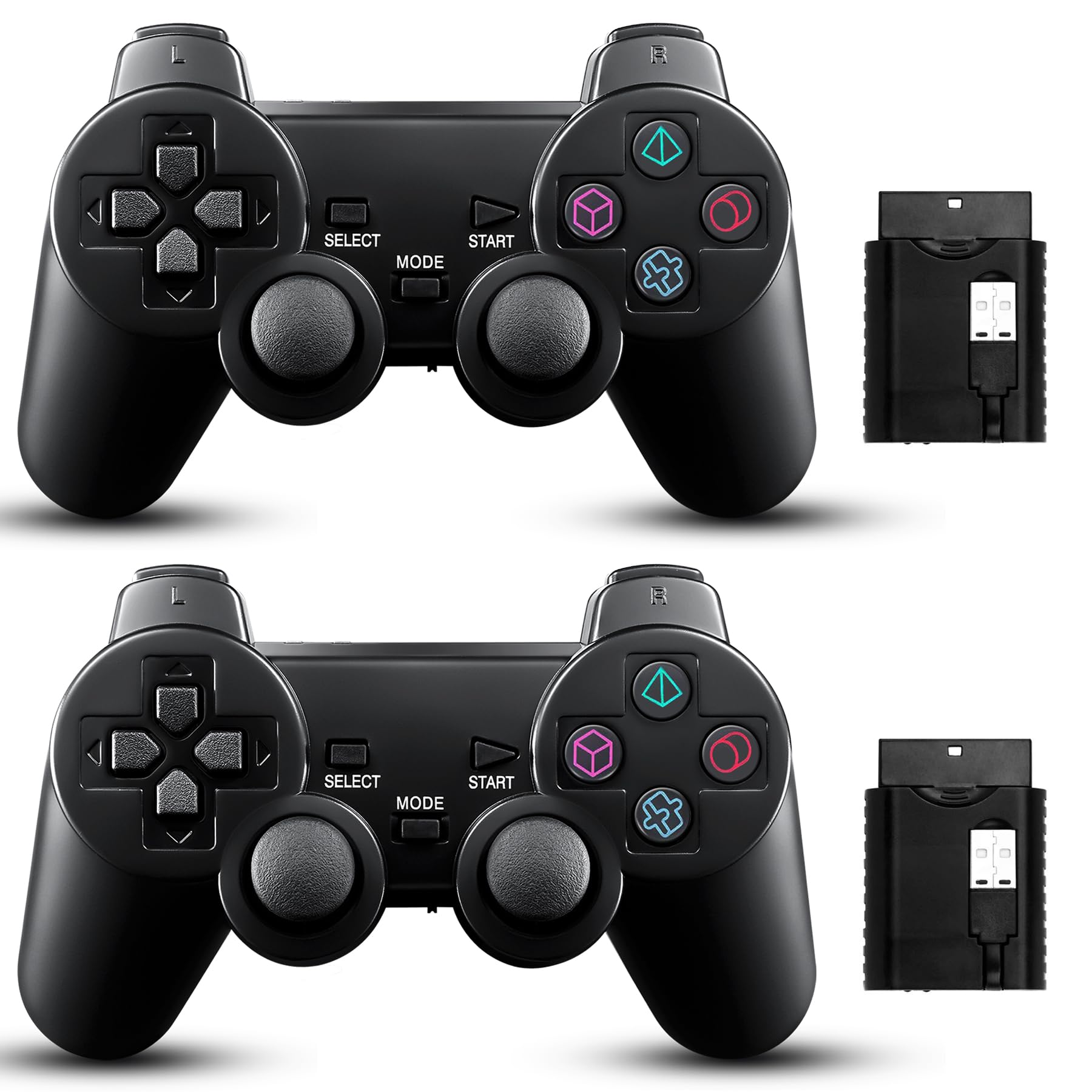 2 Pack Wireless Controller Gamepad Twin Shock for PS-2/PC/win7-10