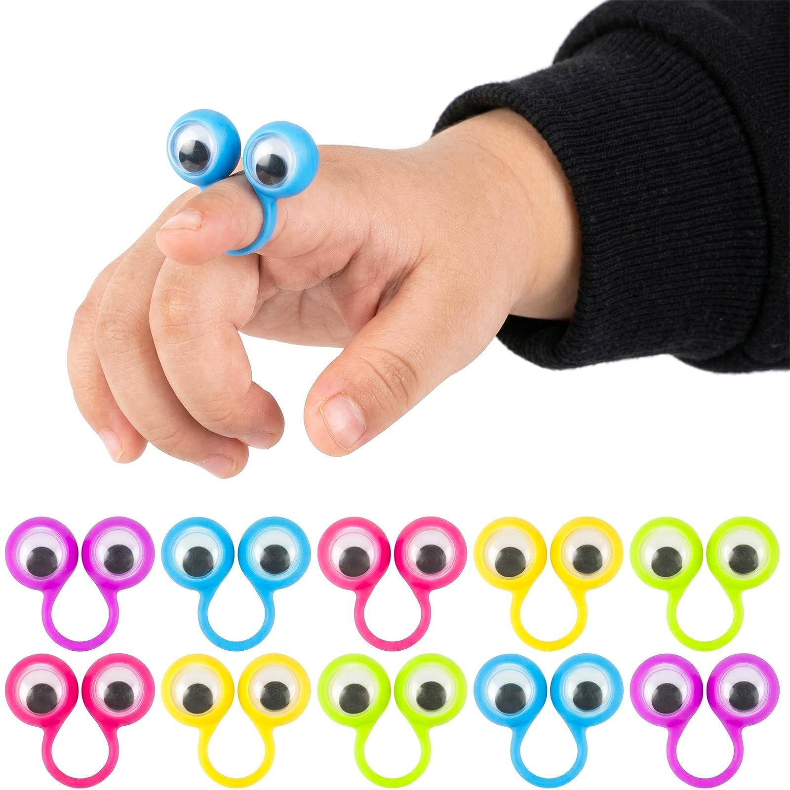 3 OTTERS Finger Puppets for Party Favors, Googly Eye on Rings for Kids | Rave Tr