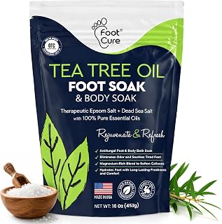 Tea Tree Oil Epsom Salt Foot Soak for Toenail Fungus Treatment, Tired Feet | Epsom Salt Bath Soak for Nail Discoloration, Softens Calluses, Soothes Sore Feet, Stubborn Foot Odor 16 oz | 1 Pack
