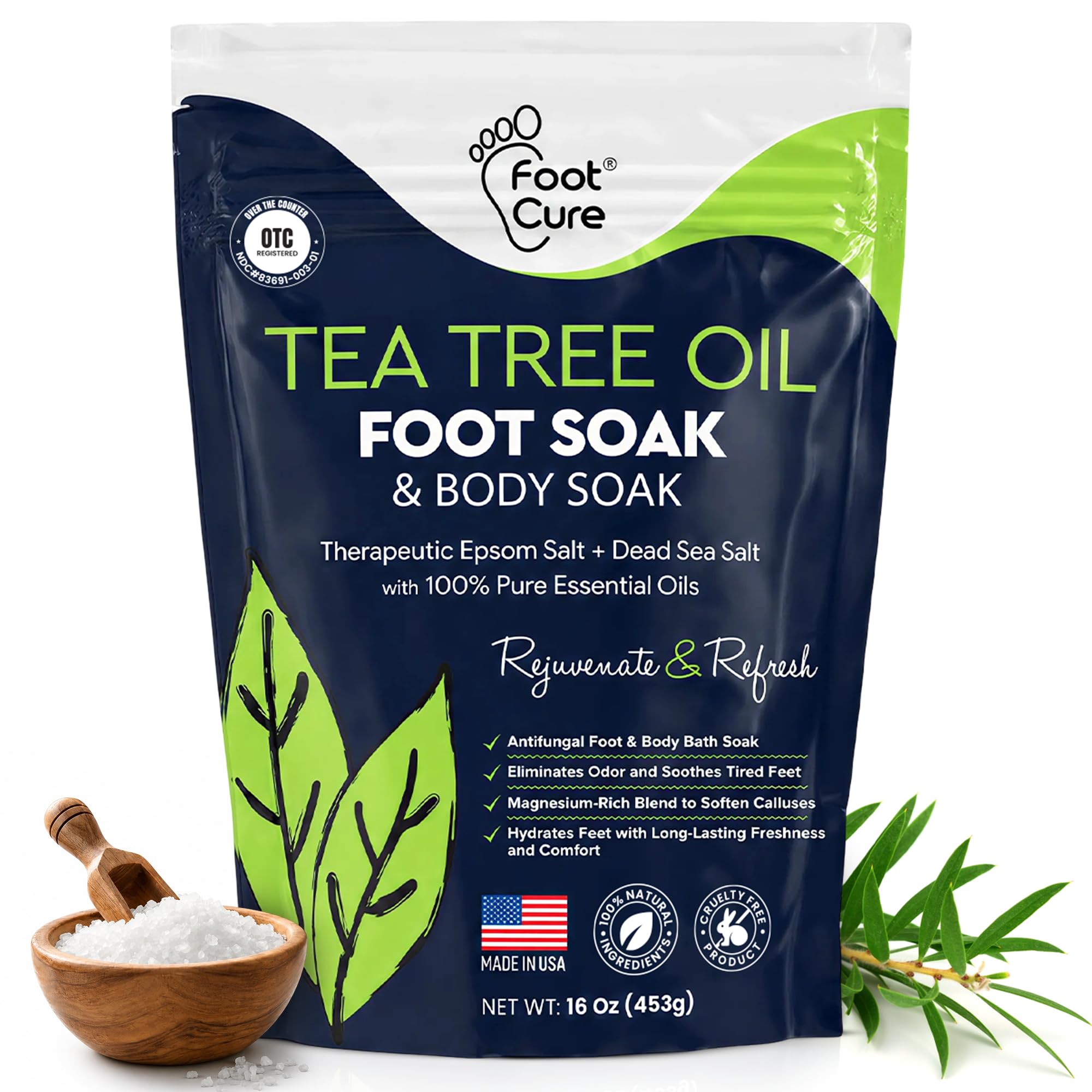 Tea Tree Oil Epsom Salt Foot Soak for Toenail Fungus Treatment, Tired Feet | Eps