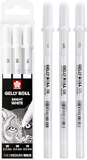 Sakura Gelly Roll Basic White Gel Pen Set of 3, Assorted Sizes | Opaque Pens for Highlights, Drawing & Crafts