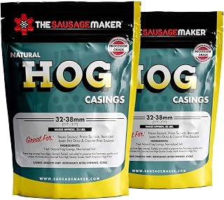 The Sausage Maker® Natural Hog Sausage Casings 32-38mm, Edible Casing For Sausage Making, Stuff Over 25 Lbs Meat, Breakfast, Italian, Polish, Bratwurst, Hot Dog, Pork Links, 1.2-1.5" Dia, Home Pack-2