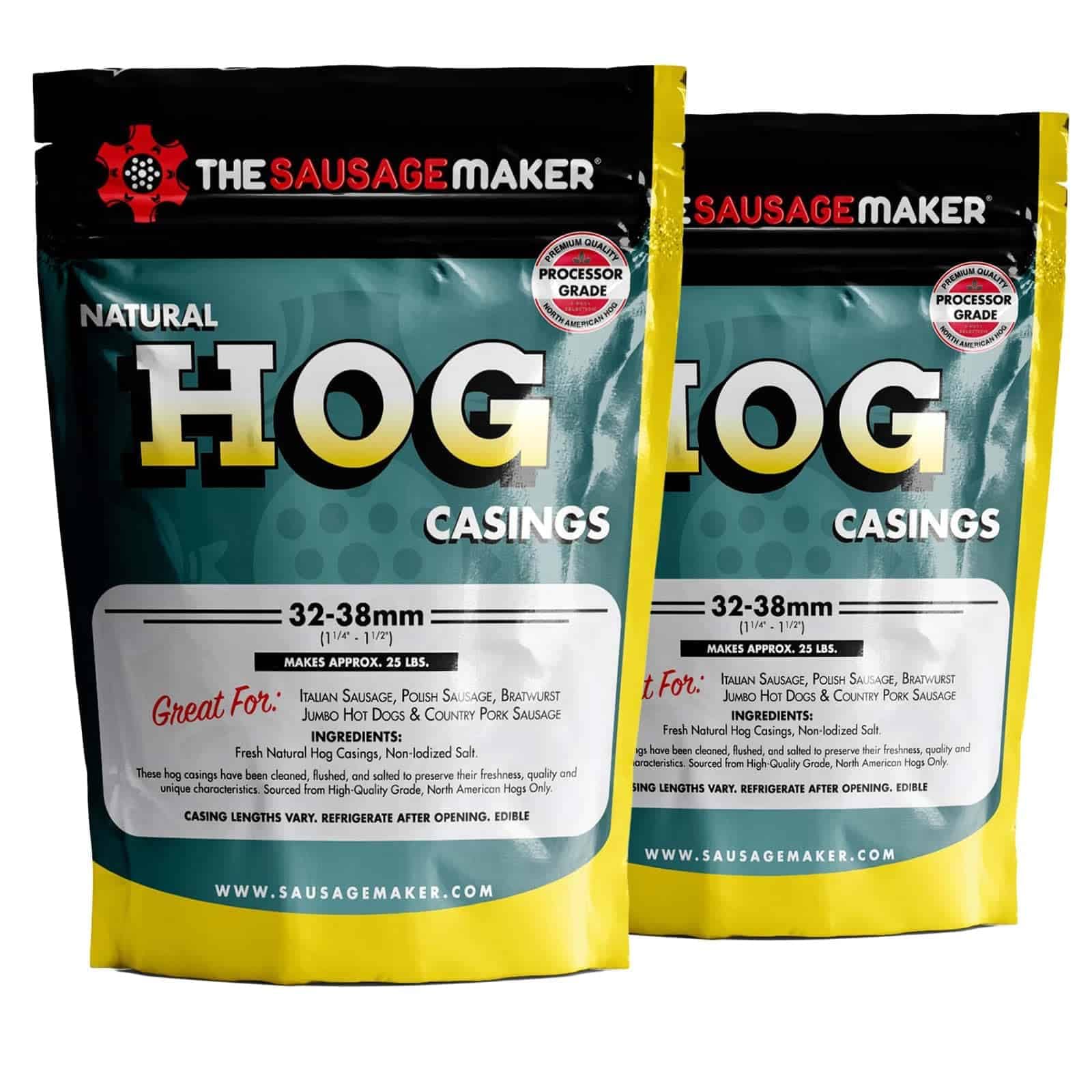 The Sausage Maker® Natural Hog Sausage Casings 32-38mm, Edible Casing For Sausag