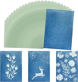 24Pcs Cyanotype Paper Kit for Sun Printmaking, Highly Light-Sensitive Activated Sun Printing Papers for Handmade Art Paper Crafts