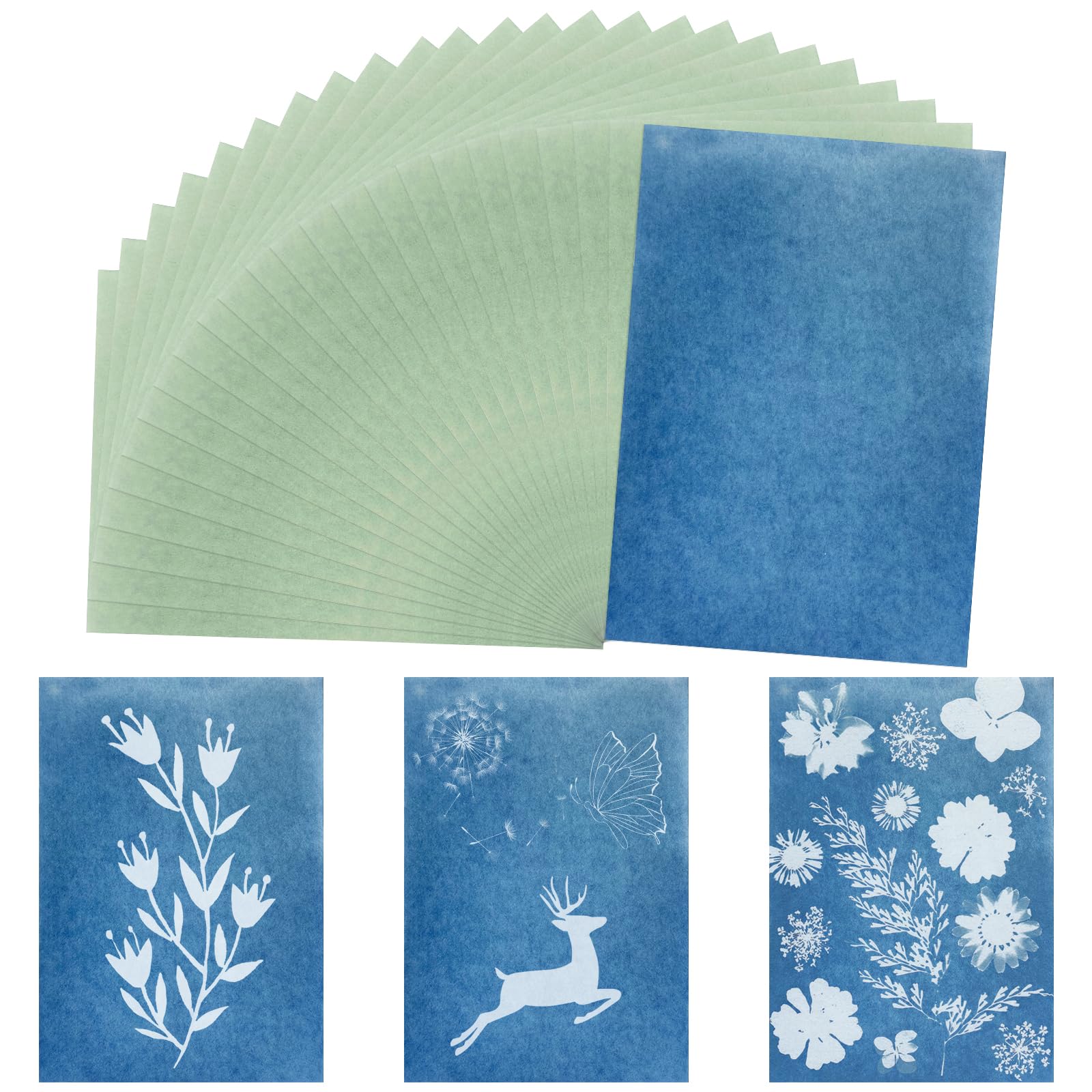 24Pcs Cyanotype Paper Kit for Sun Printmaking, Highly Light-Sensitive Activated 