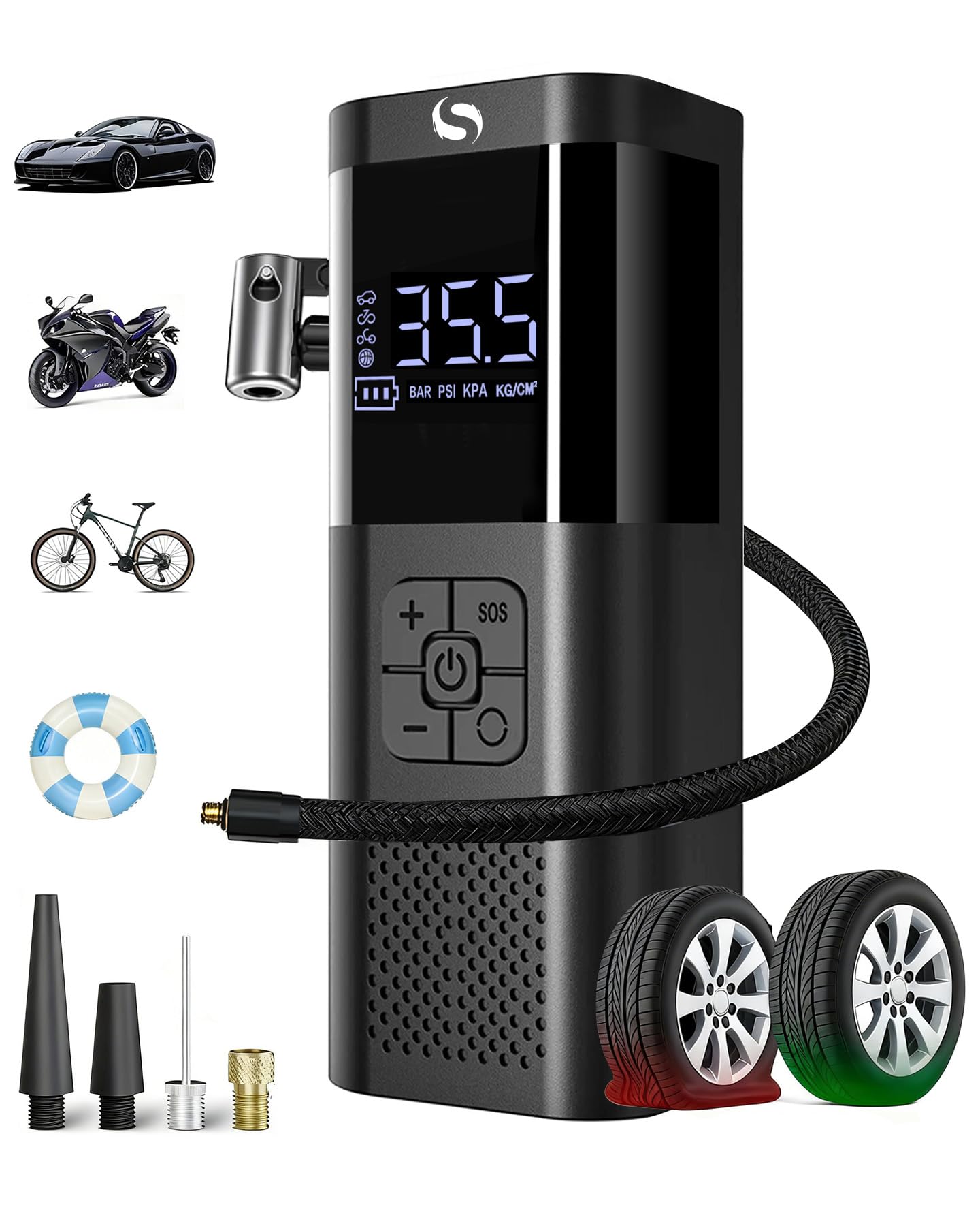 SERVOMASTER Tire Inflator Portable Air Compressor, Cordless Tire Inflator | Air 