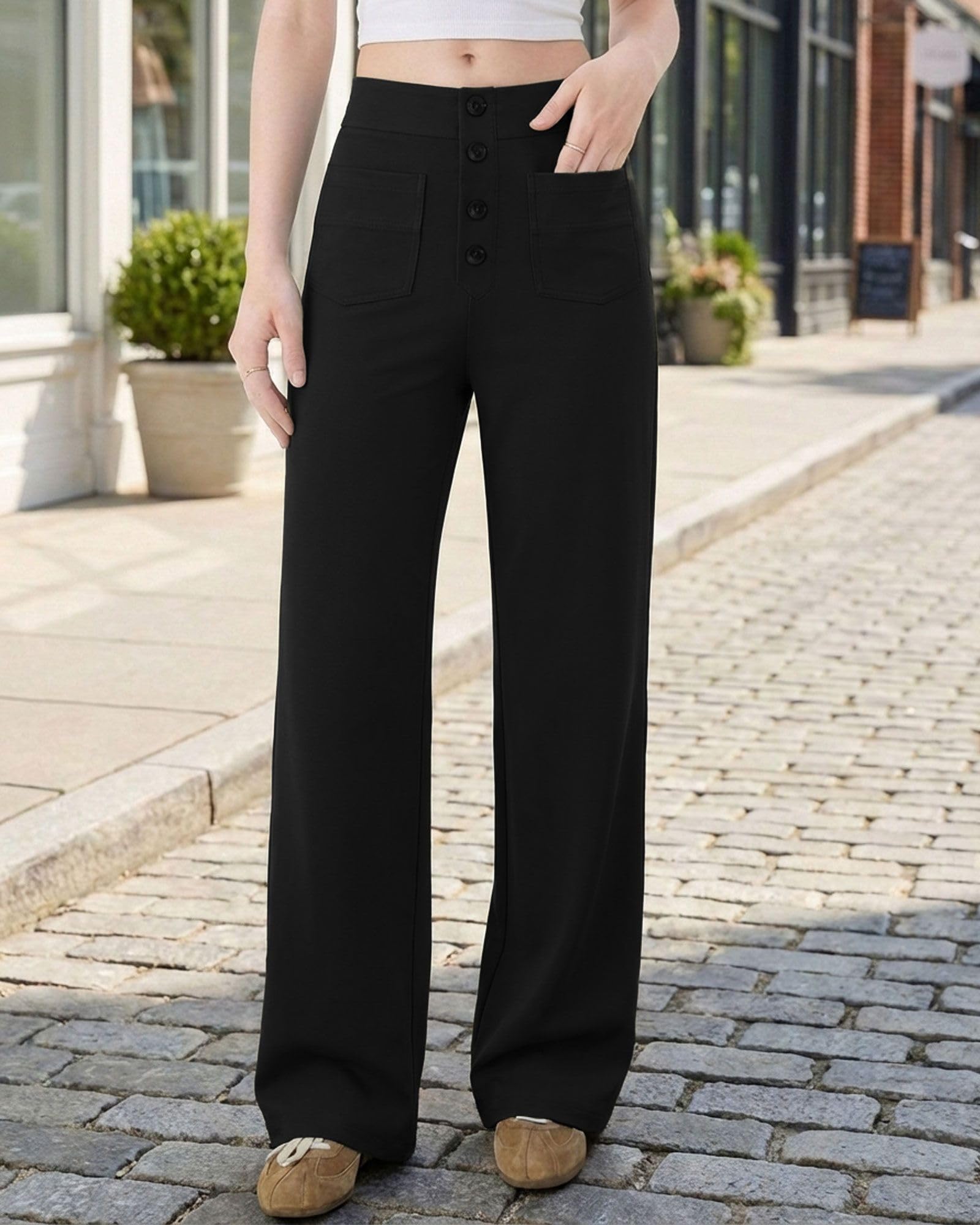 straight leg pants for women casual high waist pants