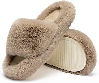 Chantomoo Women's Slippers, Fluffy Comfortable Memory Foam, House Faux Fur, Slide Shoes, Non-Slip Sole, Bedroom Cosy Indoor Plush Slippers