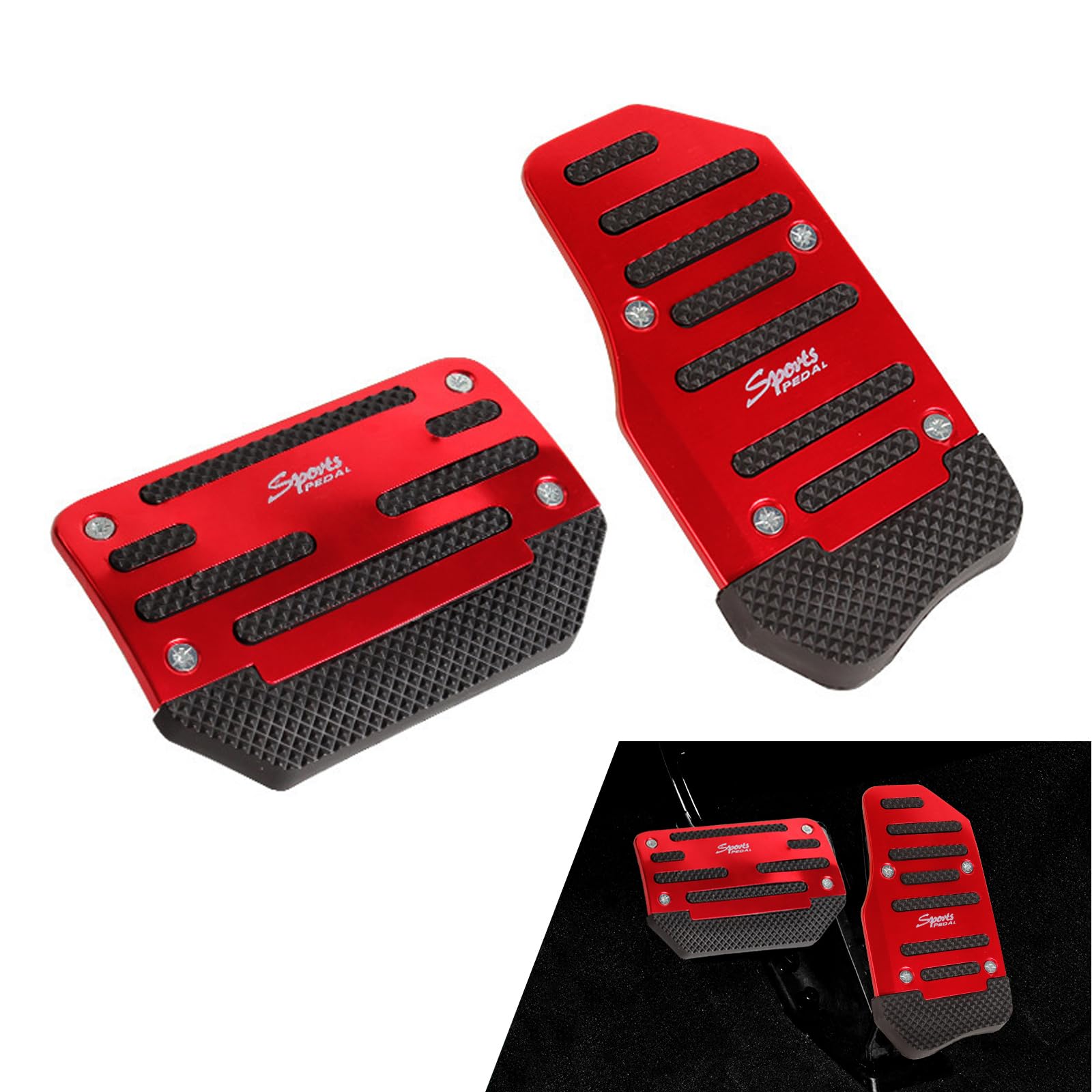 Zigeiya 2 PCS Car Non-slip Pedal Pads Set, Alloy Brake Pedal Protectors, Acceler