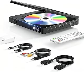 Mini DVD Players for TV, All Region Free DVD Player, HDMI/RCA/USB/AUX | CD Player, Supports Memory Playback & Remote Control, NTSC/PAL, Slow Playback, Up-Convert to 1080P (not Blu Ray Player)