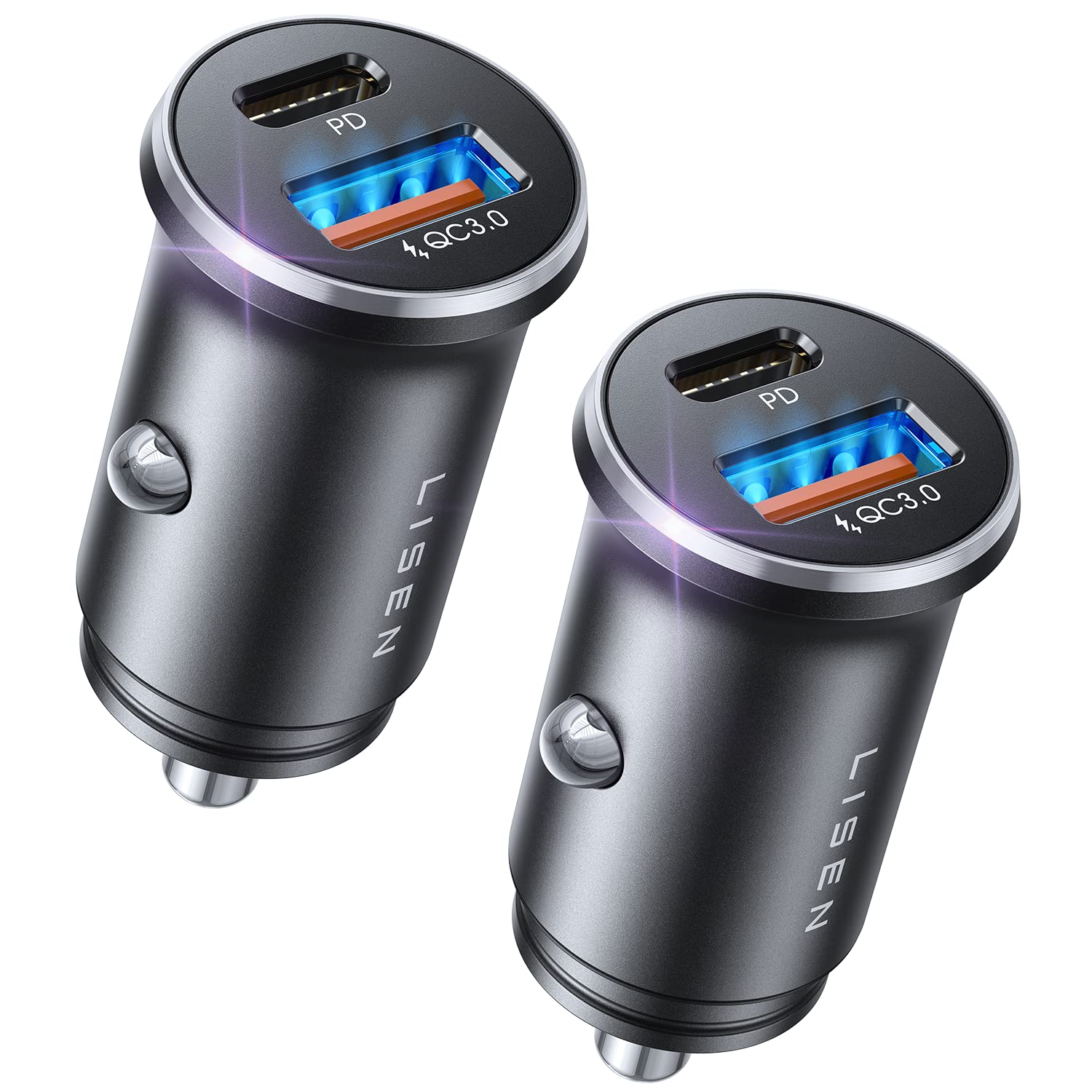 LISEN Car Charger USB C, 69W Cigarette Lighter USB Charger Adapter, 2 Pack | Car