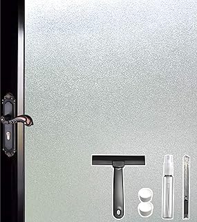 DUOFIRE Privacy Window Film Frosted Glass Film Static Cling Window Films | 44.3 x 200cm, No Glue Anti-UV Non Adhesive for Privacy Office Meeting Room Bathroom Living Room, Pure Frosted