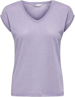 ONLY Onlsilvery S/S V Neck Lurex Top Jrs Noos T-Shirt for Women