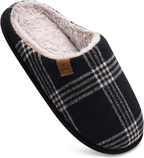COFACE Mens Cozy Memory Foam Scuff Slippers Warm Slip On House Shoes