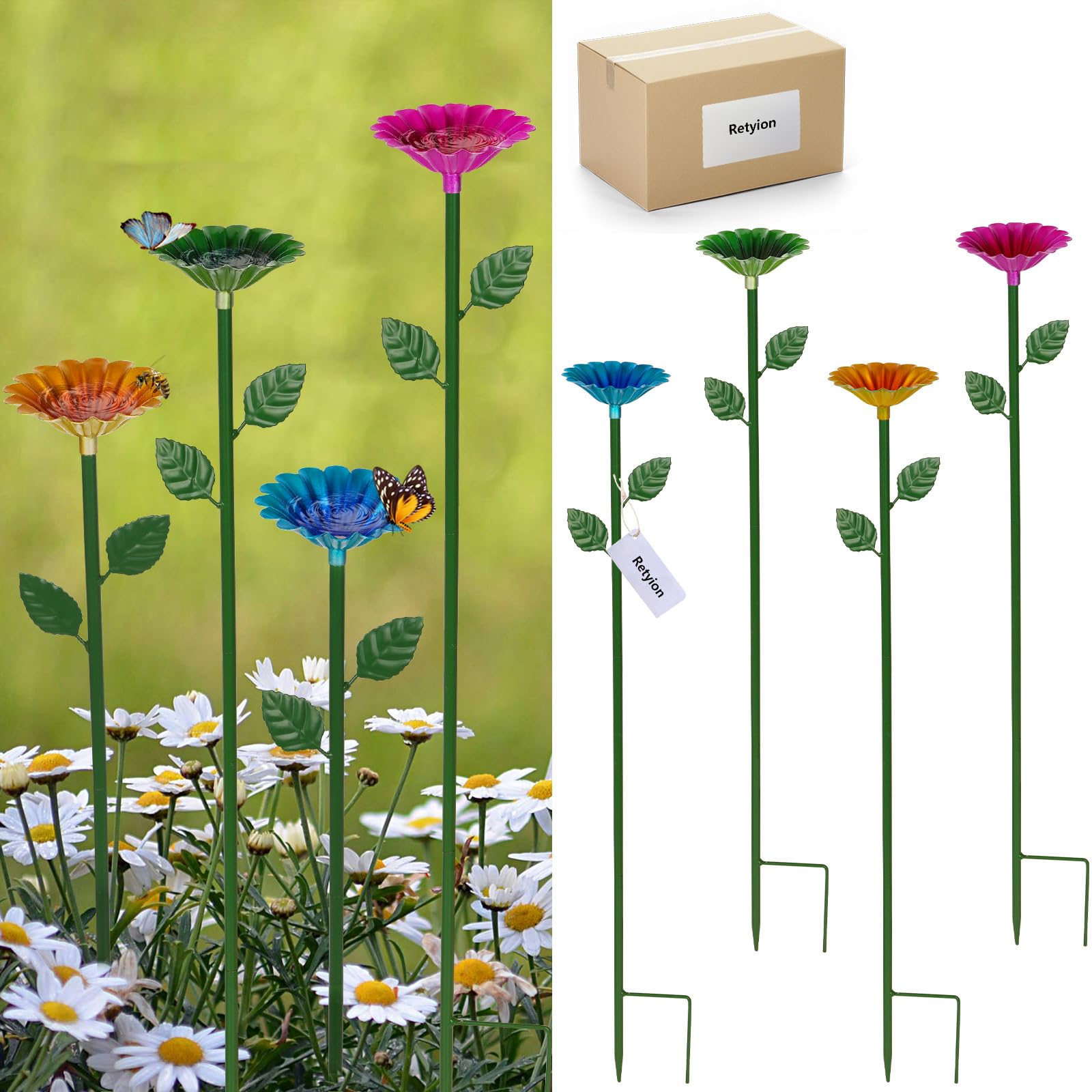 Retyion 4 Pack Bee Watering Station, Bee Bath for Garden Outdoor Yard Decor | Me