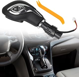 KAKSEY Automatic Gear Shift Knob Handle w/Button Compatible with Ford Escape Fusion 2013-2016 Transit 2015-2020 Transit Connect 2018-2020, Car Gear Shifter Lever Selector Replace DG9Z-7213-EA(Light)