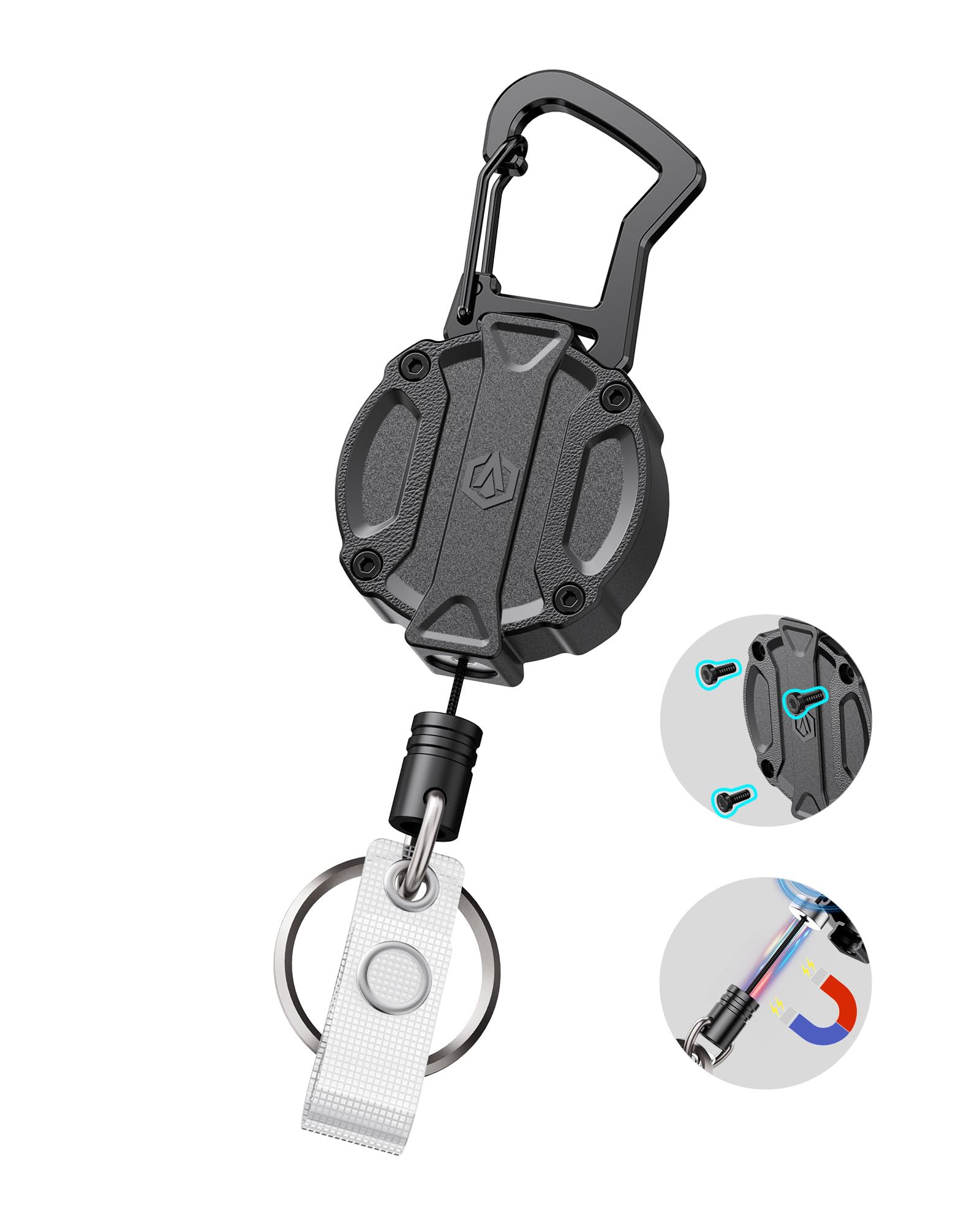 Autonomier 1Pack Heavy Duty Retractable Keychain, 25oz Magnetic Hold | Unbreakab