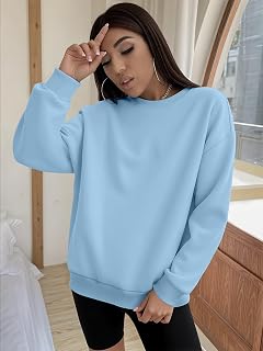 Womens Crew Neck Sweatshirt Casual Fit Long Sleeve Sweatshirt